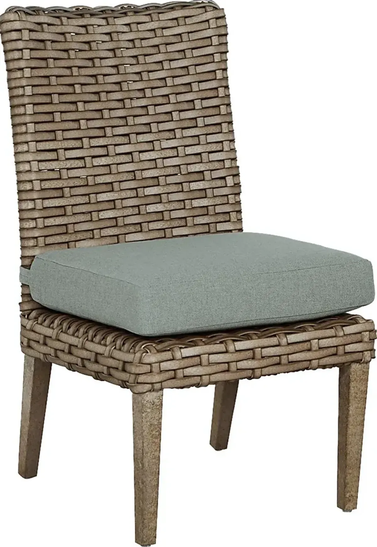 Siesta Key Driftwood Outdoor Side Chair with Seafoam Cushion