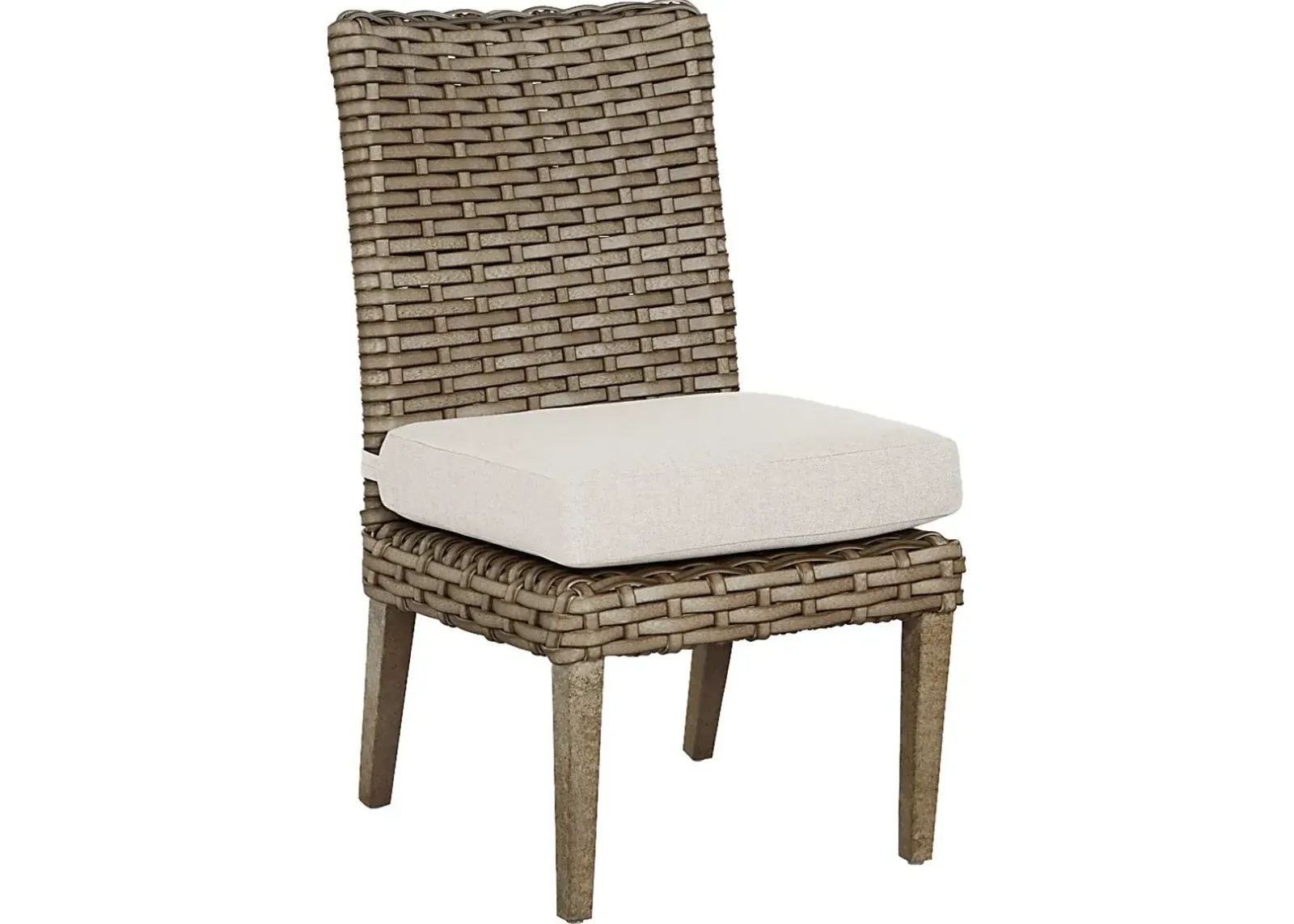 Siesta Key Driftwood Outdoor Side Chair with Linen Cushion