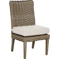 Siesta Key Driftwood Outdoor Side Chair with Linen Cushion
