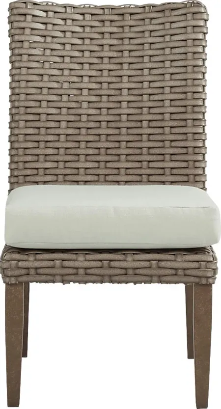 Siesta Key Driftwood Outdoor Side Chair with Rollo Seafoam Cushion