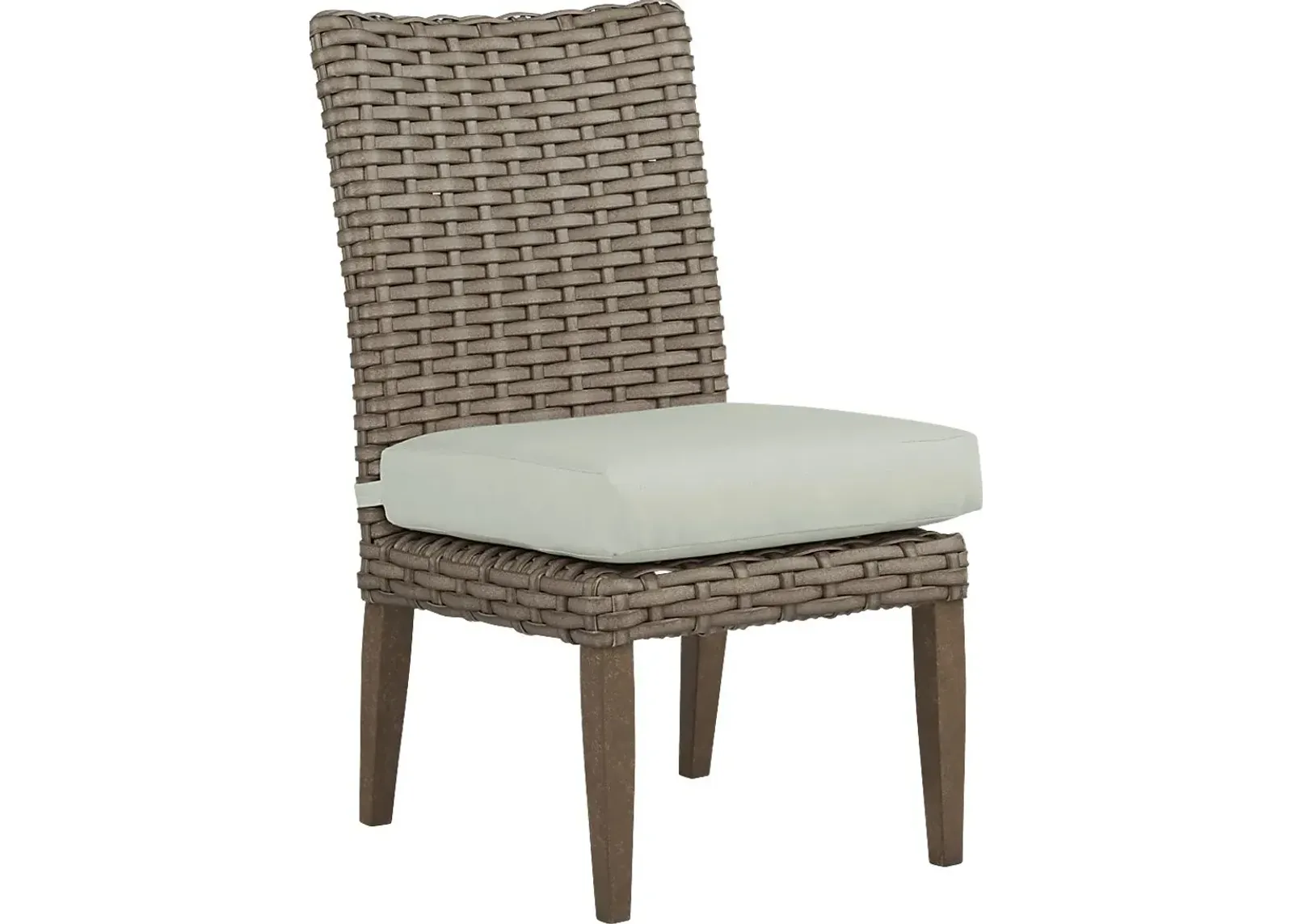 Siesta Key Driftwood Outdoor Side Chair with Rollo Seafoam Cushion