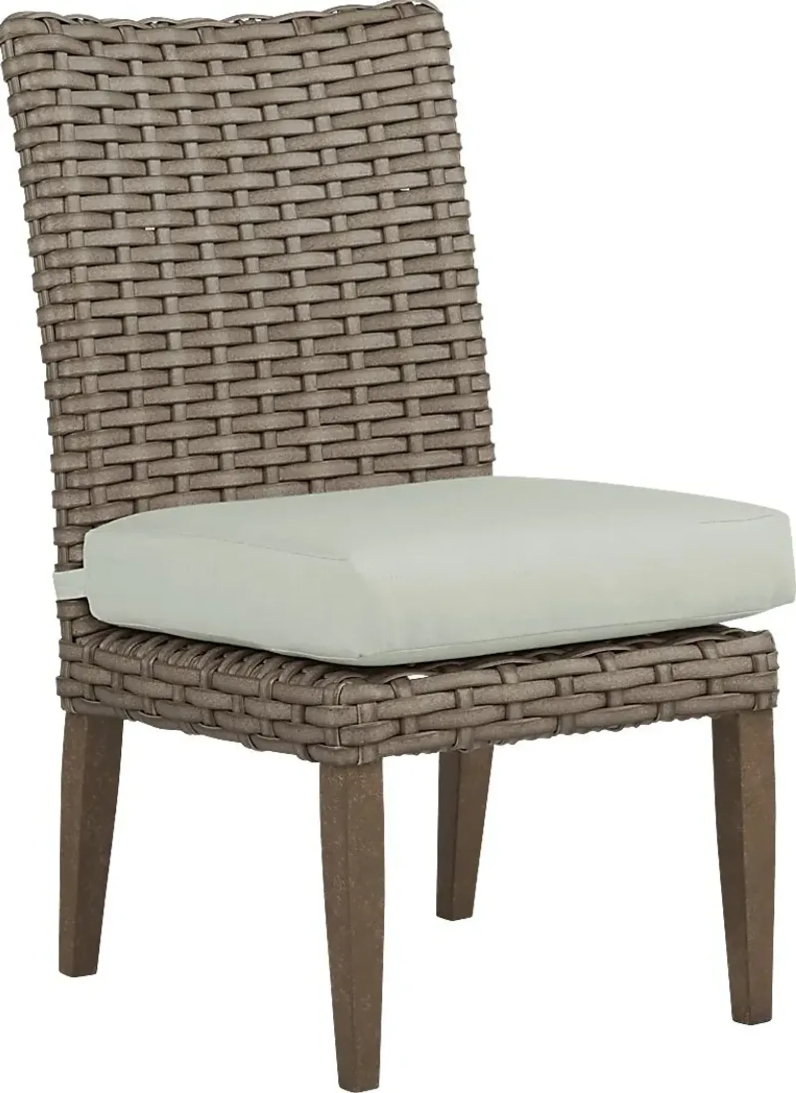 Siesta Key Driftwood Outdoor Side Chair with Rollo Seafoam Cushion