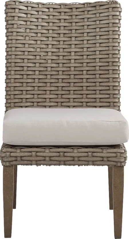 Siesta Key Driftwood Outdoor Side Chair with Rollo Linen Cushion