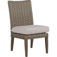 Siesta Key Driftwood Outdoor Side Chair with Rollo Linen Cushion