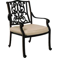 Lake Como Antique Bronze Outdoor Arm Chair with Malt Cushion