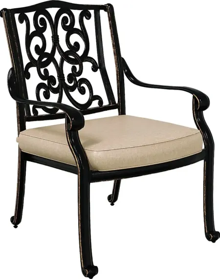 Lake Como Antique Bronze Outdoor Arm Chair with Malt Cushion