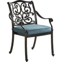 Lake Como Antique Bronze Outdoor Arm Chair with Rivera Cushion