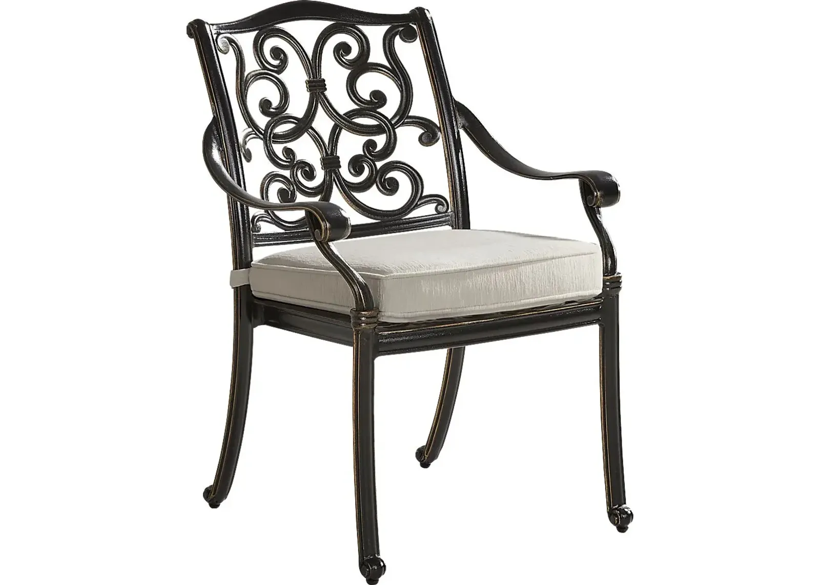 Lake Como Antique Bronze Outdoor Arm Chair with Coconut Cushion