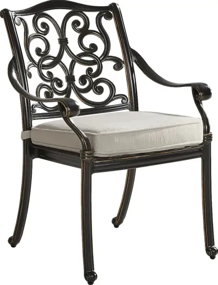 Lake Como Antique Bronze Outdoor Arm Chair with Coconut Cushion
