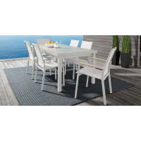 Solana White 7 Pc 71-94 in. Rectangle Outdoor Dining Set