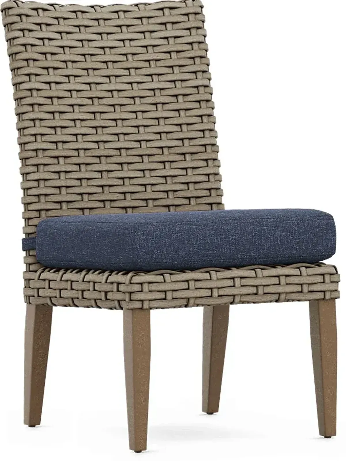 Siesta Key Driftwood Outdoor Side Chair with Ink Cushion