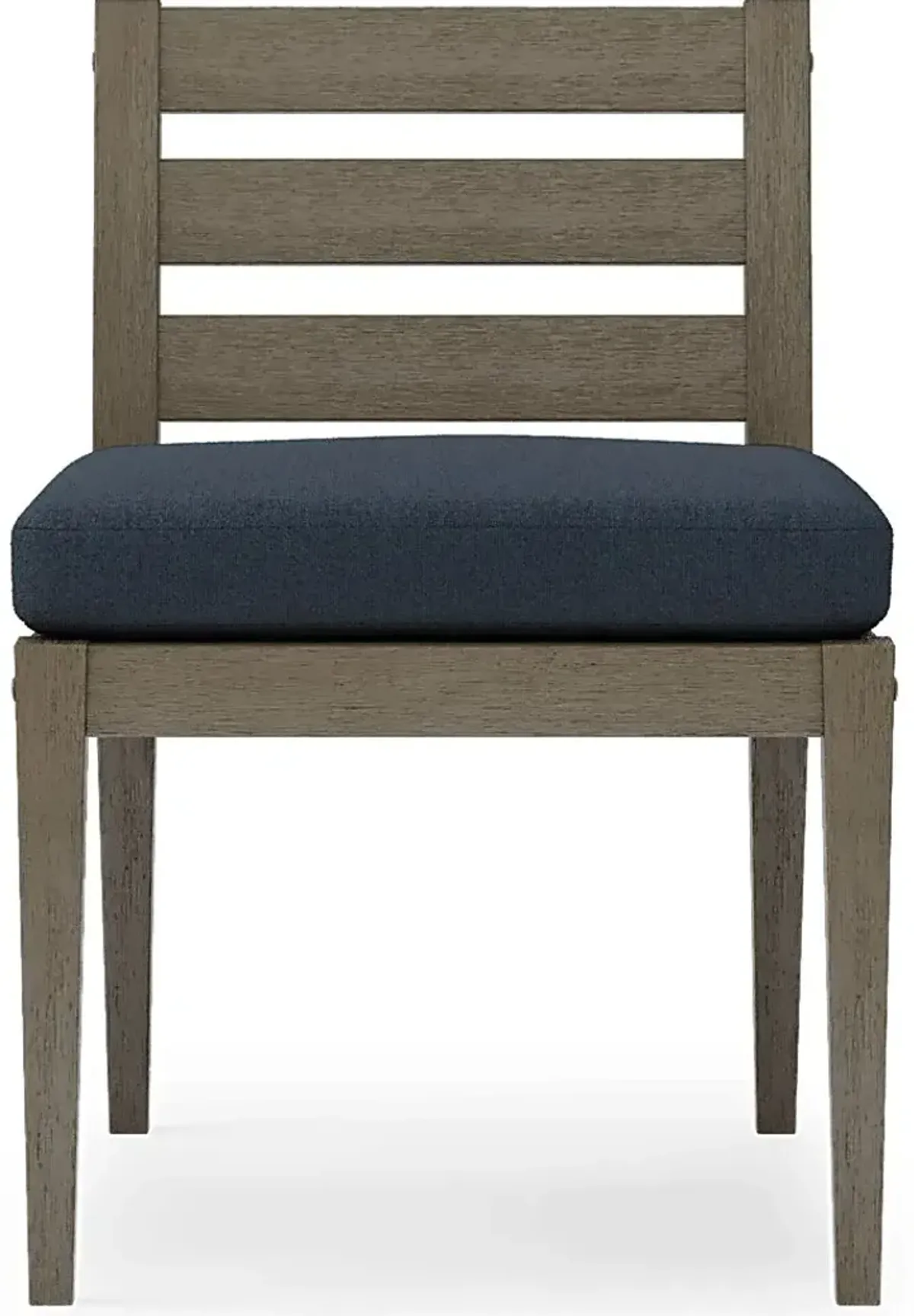 Lake Tahoe Gray Outdoor Side Chair with Indigo Cushion