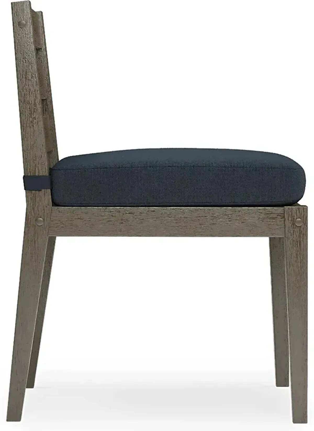 Lake Tahoe Gray Outdoor Side Chair with Indigo Cushion