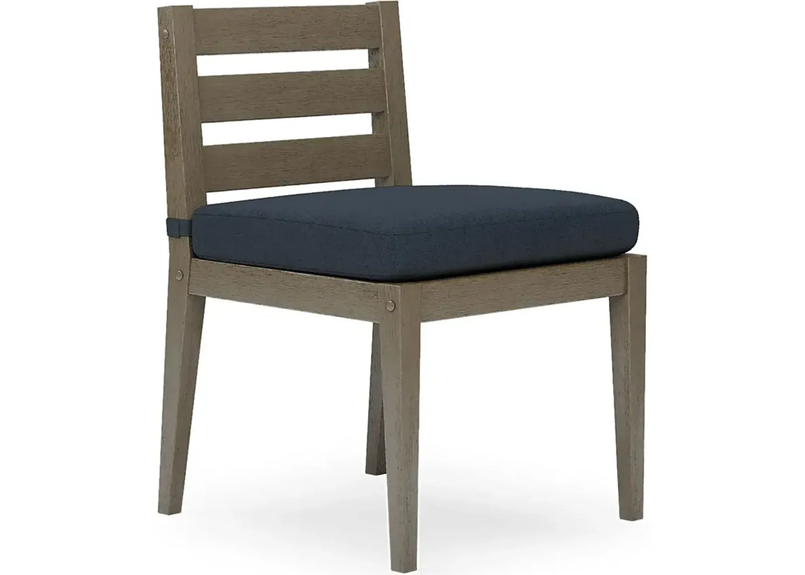 Lake Tahoe Gray Outdoor Side Chair with Indigo Cushion