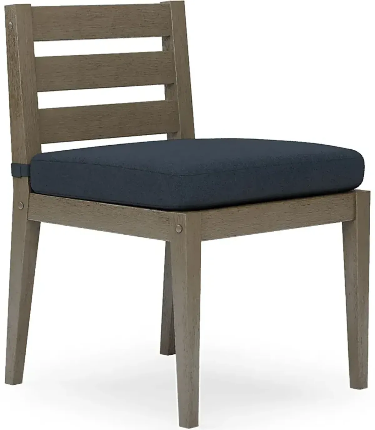 Lake Tahoe Gray Outdoor Side Chair with Indigo Cushion