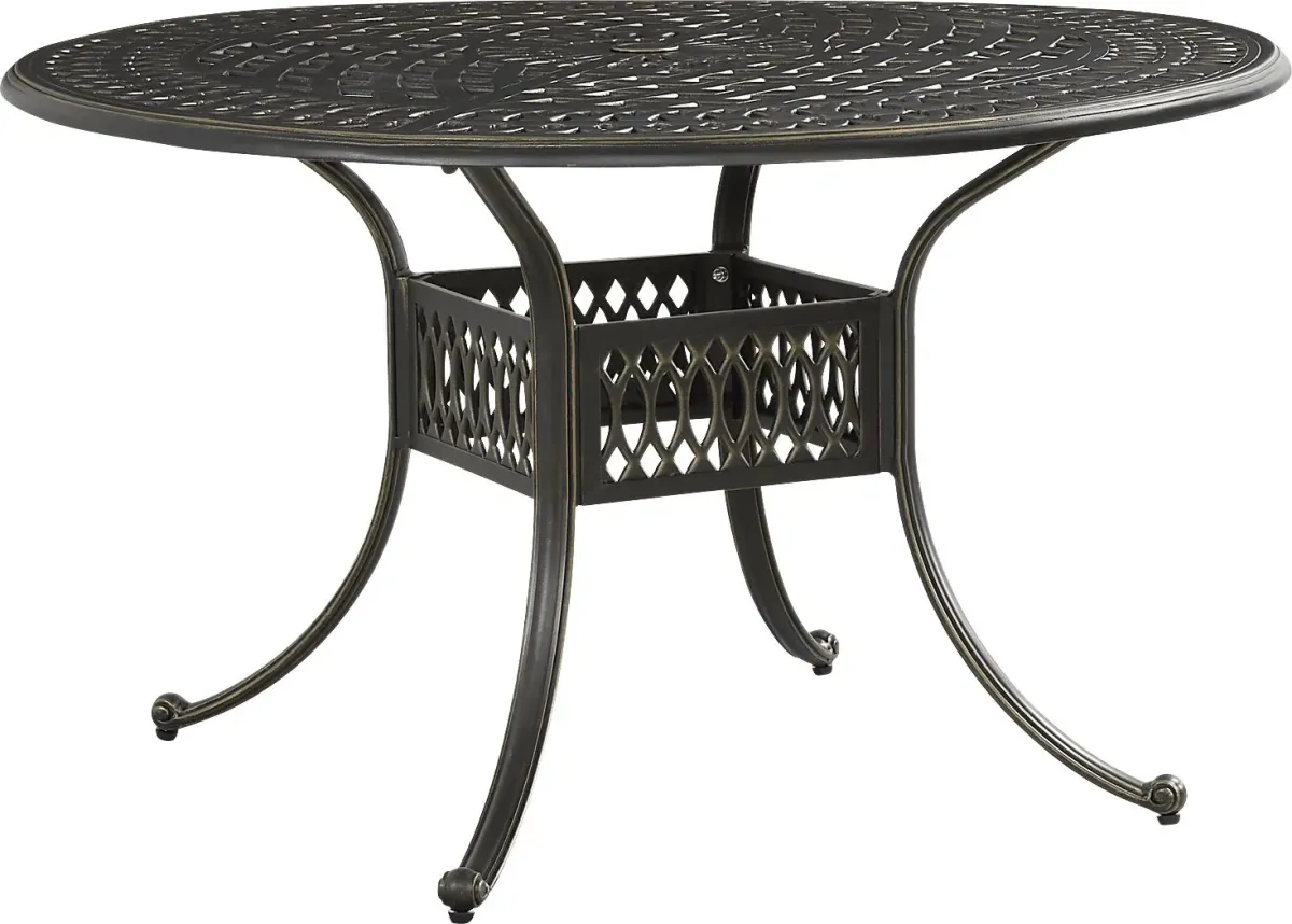 Carina Bronze 5 Pc 48 in. Round Outdoor Dining Set with Sky Cushions