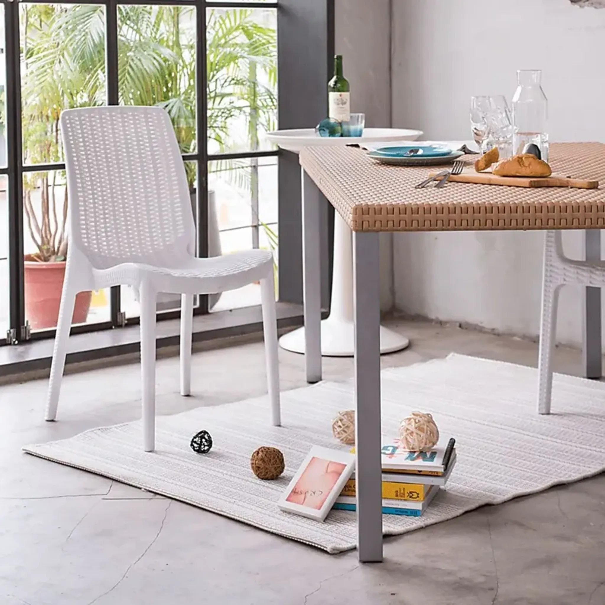 Lagoon Rue White Outdoor Dining Chair, Set of 2 | Furniture.com