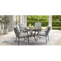 Lake Breeze Aged Bronze 5 Pc Round Outdoor Dining Set with Mist Cushions