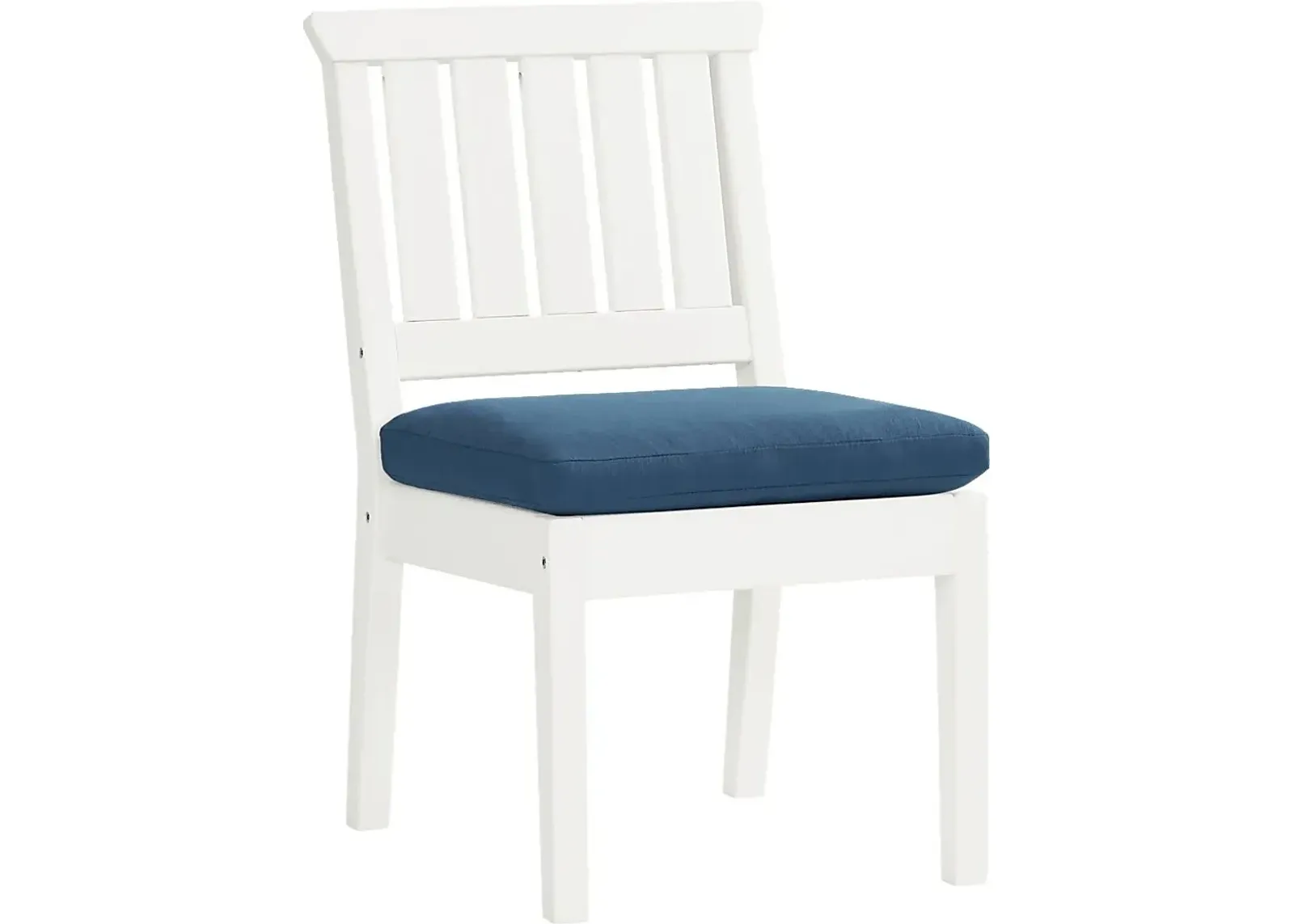 Eastlake White Outdoor Side Chair with Ocean Cushion