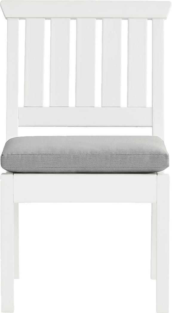 Eastlake White Outdoor Side Chair with Pewter Cushion