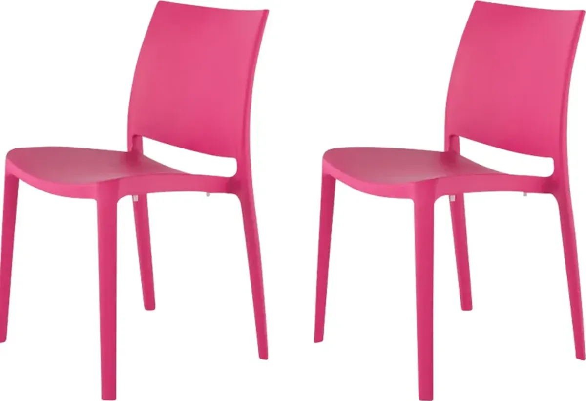 Lagoon Sensilla Fuchsia Outdoor Dining Chair, Set of 2