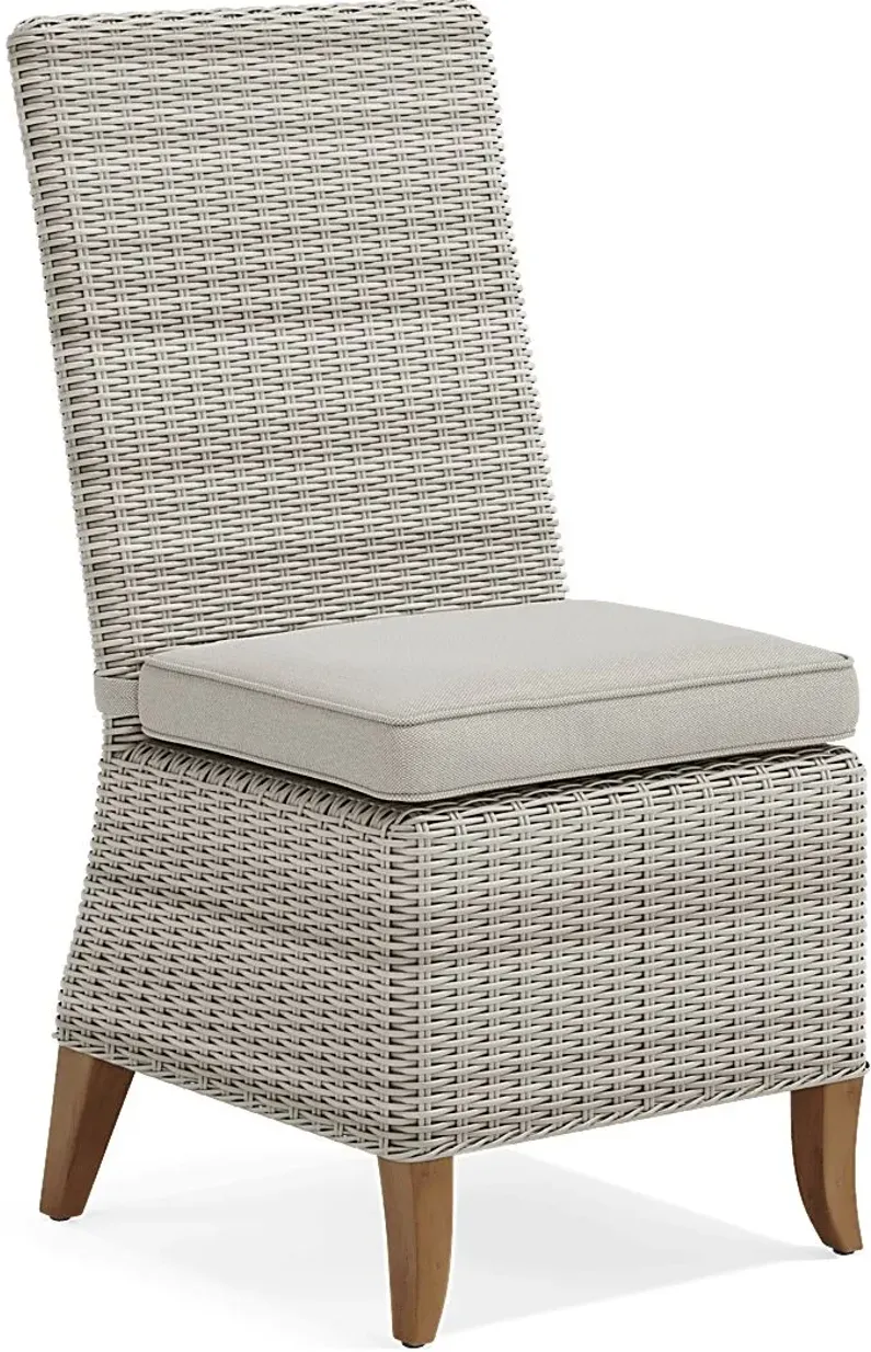 Patmos Gray Outdoor Side Chair with Linen Cushion