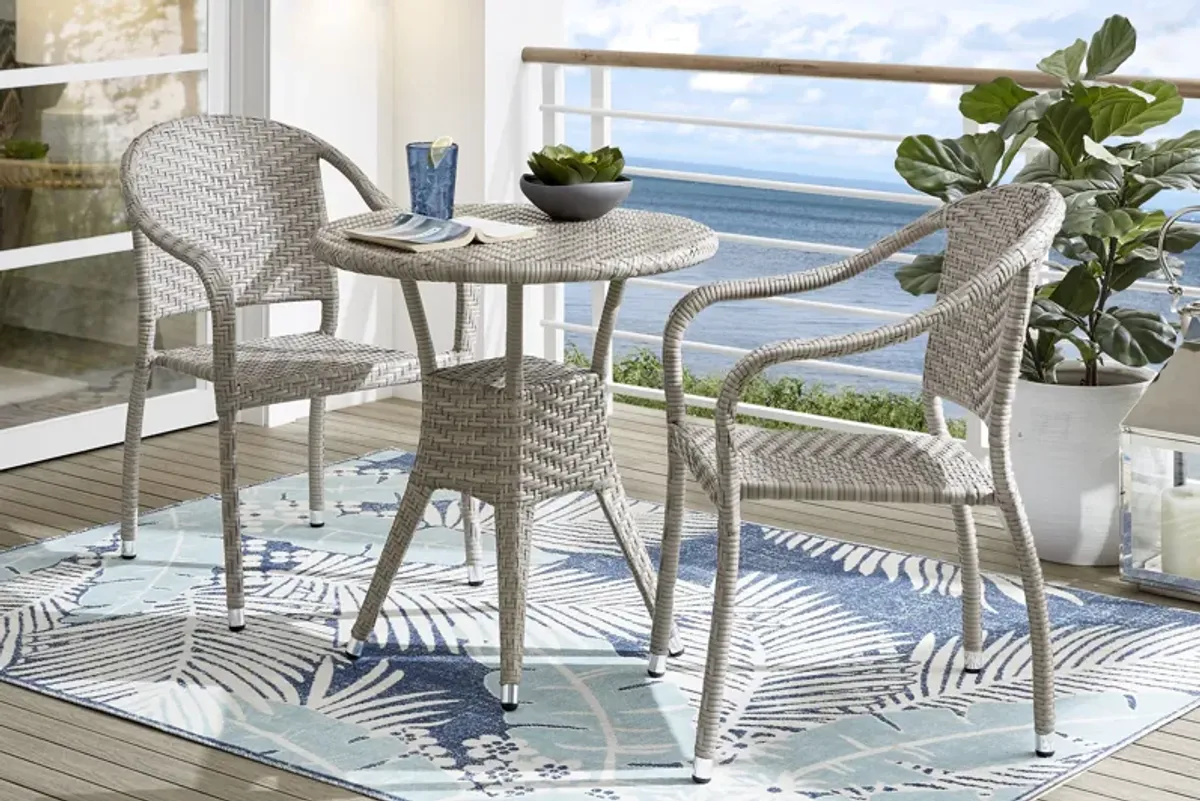Bay Terrace Gray Wicker Outdoor Arm Chair