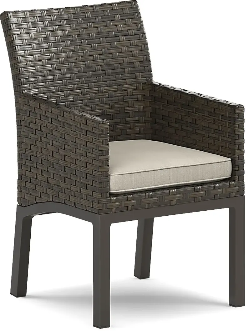 Rialto Brown Outdoor Arm Chair with Putty Cushion