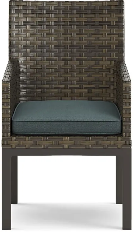 Rialto Brown Outdoor Arm Chair with Aqua Cushion