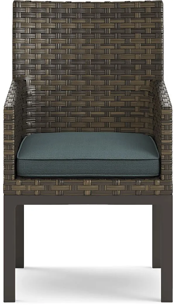 Rialto Brown Outdoor Arm Chair with Aqua Cushion