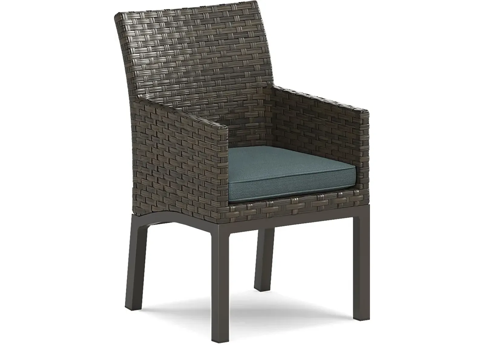 Rialto Brown Outdoor Arm Chair with Aqua Cushion