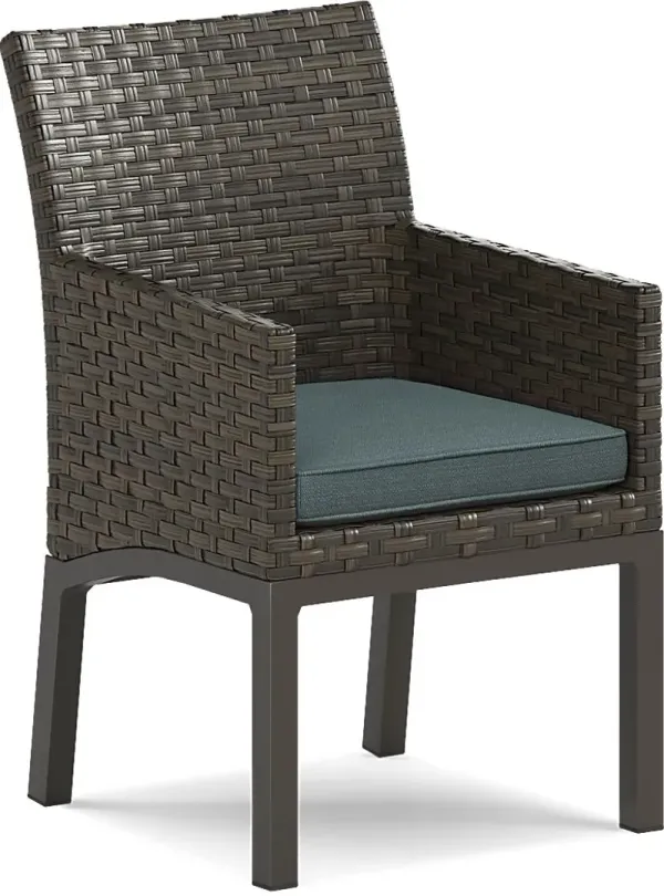 Rialto Brown Outdoor Arm Chair with Aqua Cushion