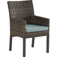 Rialto Brown Outdoor Arm Chair with Aqua Cushion