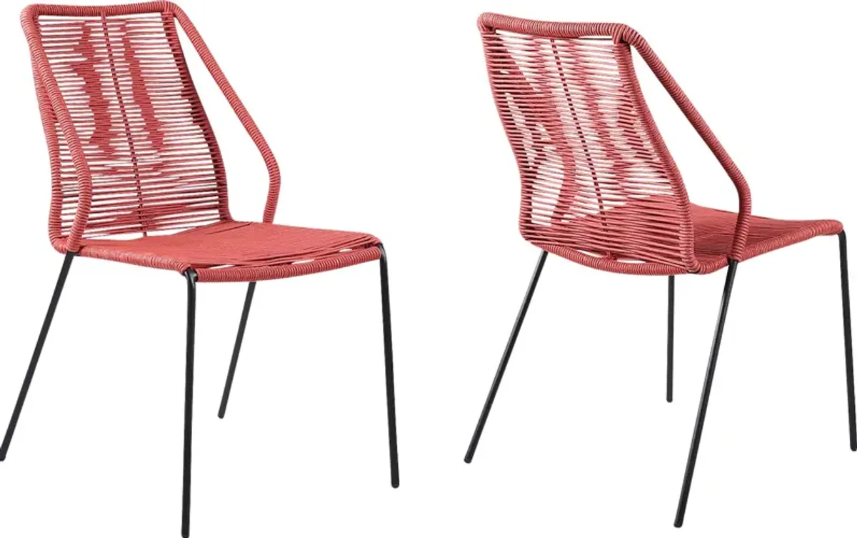 Elorian Red Outdoor Arm Chair, Set of 2