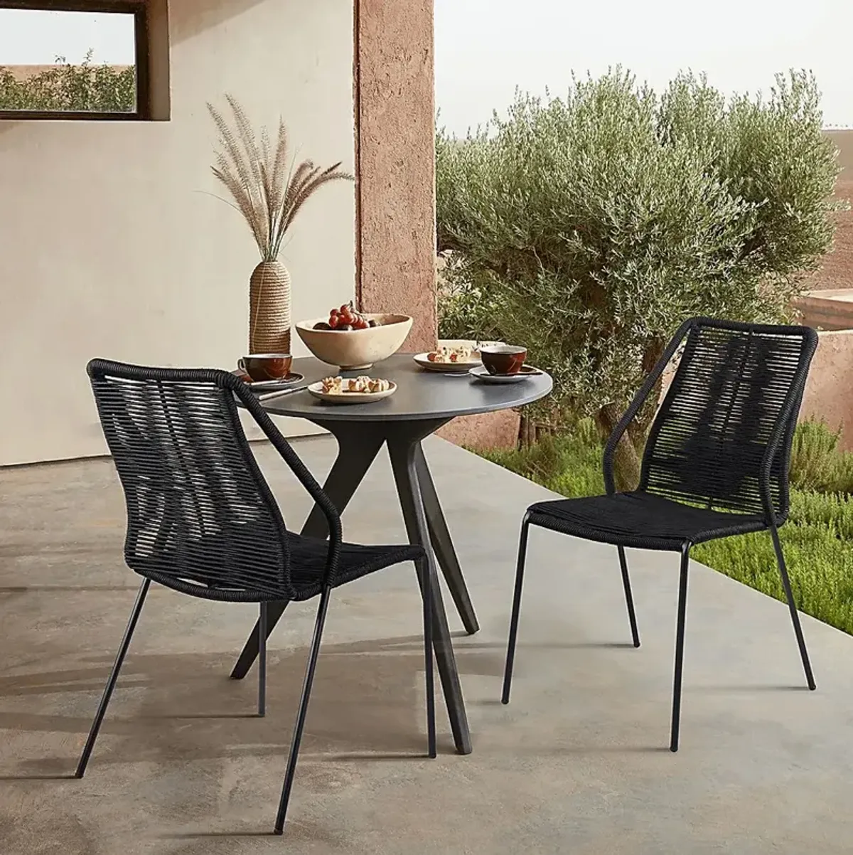 Elorian Black Outdoor Arm Chair, Set of 2