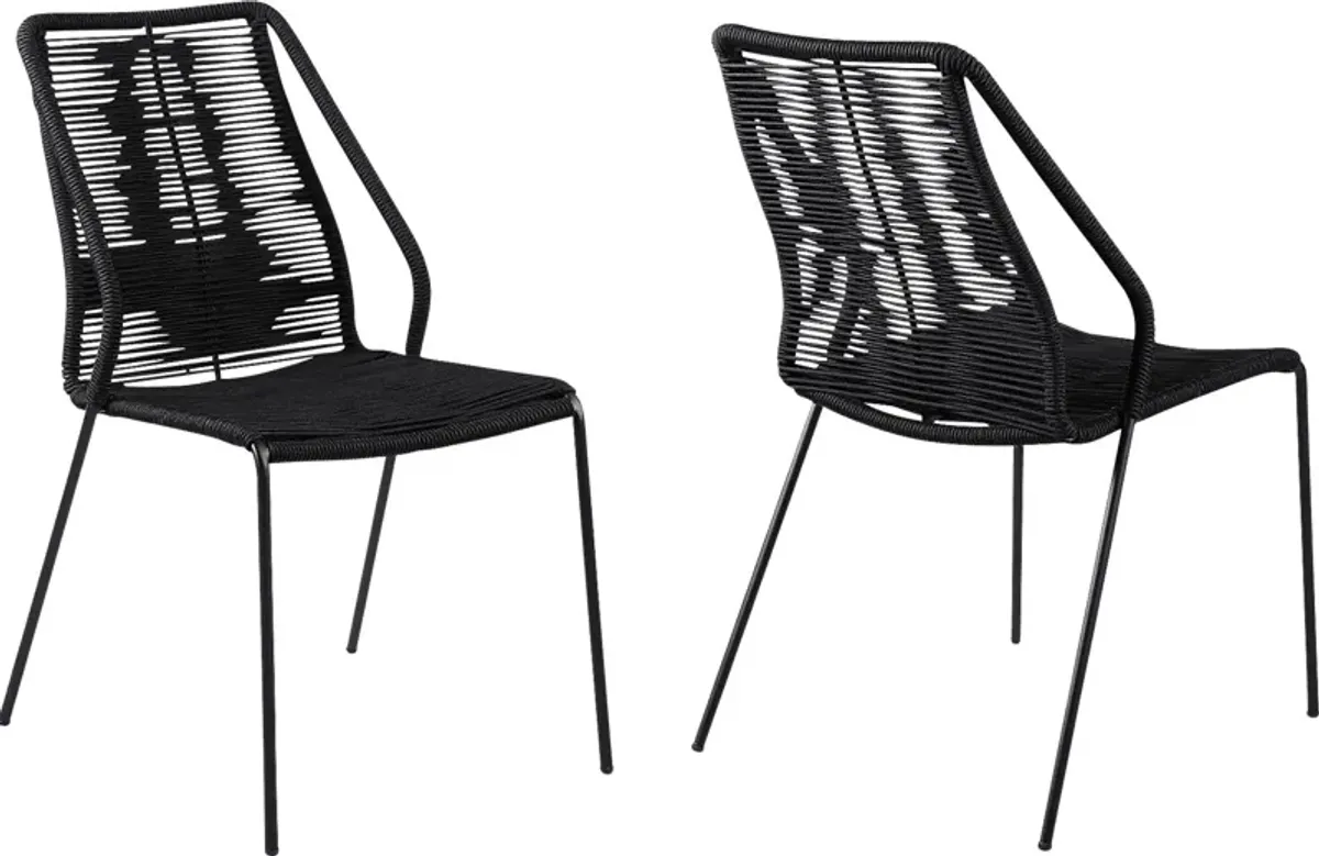 Elorian Black Outdoor Arm Chair, Set of 2