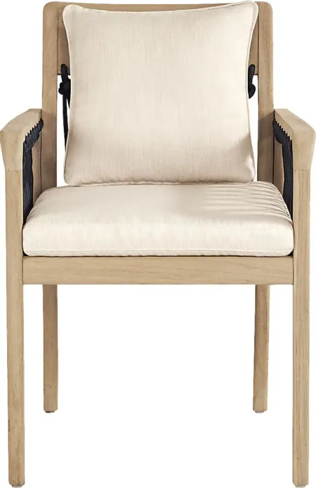 Riva Blonde Outdoor Arm Chair with Flax Cushions