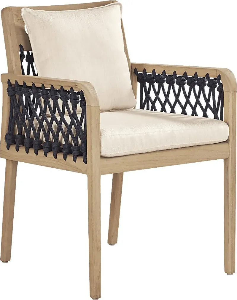 Riva Blonde Outdoor Arm Chair with Flax Cushions