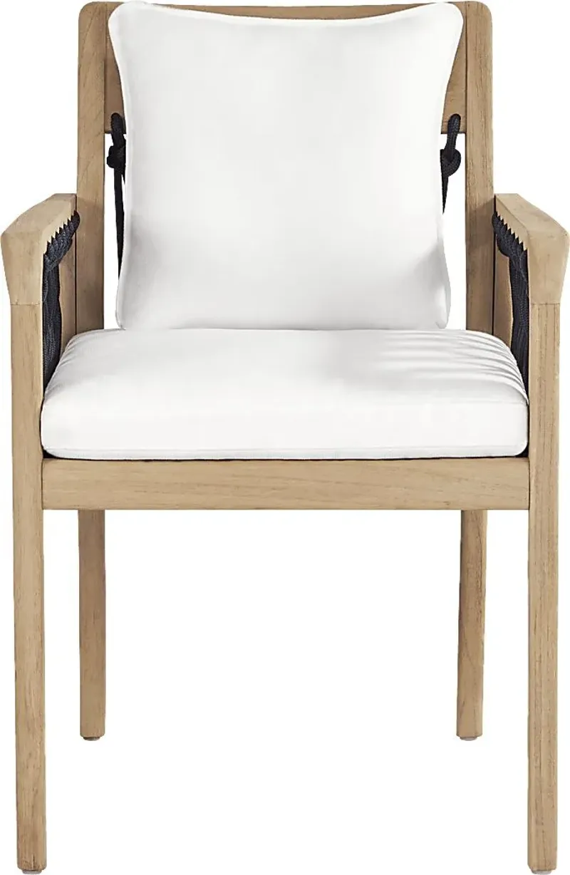 Riva Blonde Outdoor Arm Chair with White Cushions