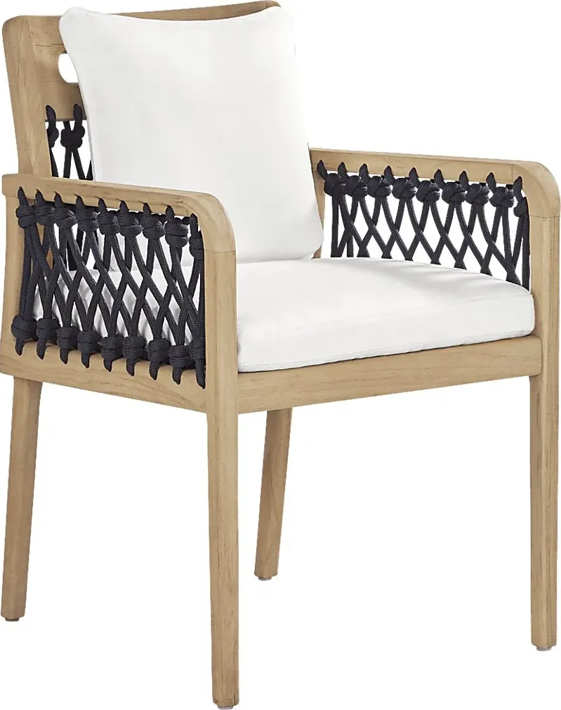 Riva Blonde Outdoor Arm Chair with White Cushions