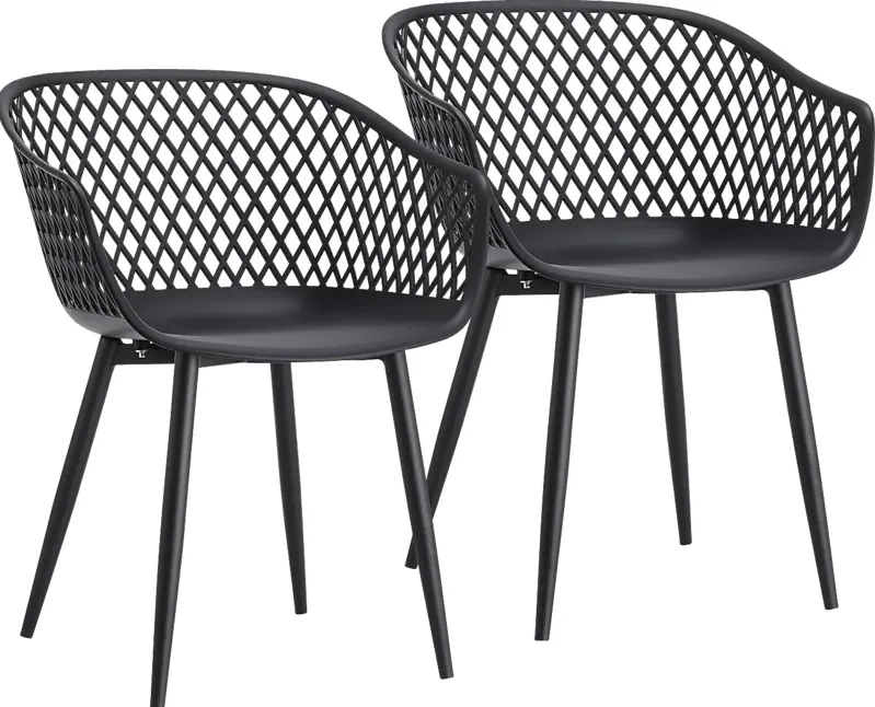 Auraria Black Outdoor Arm Chair, Set of 2