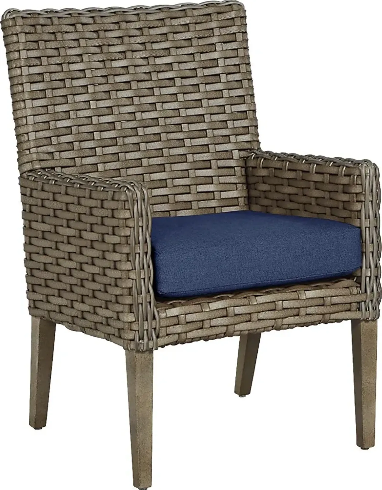 Siesta Key Driftwood Outdoor Arm Chair with Indigo Cushion