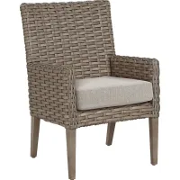 Siesta Key Driftwood Outdoor Arm Chair with Twine Cushion