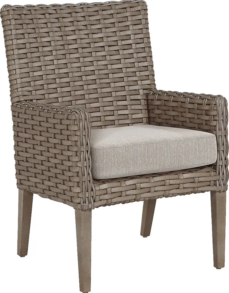Siesta Key Driftwood Outdoor Arm Chair with Twine Cushion