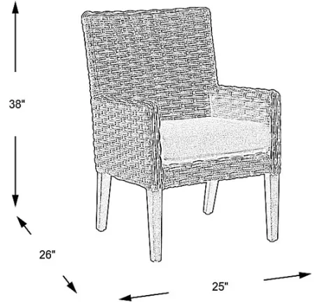 Siesta Key Driftwood Outdoor Arm Chair with Steel Cushion