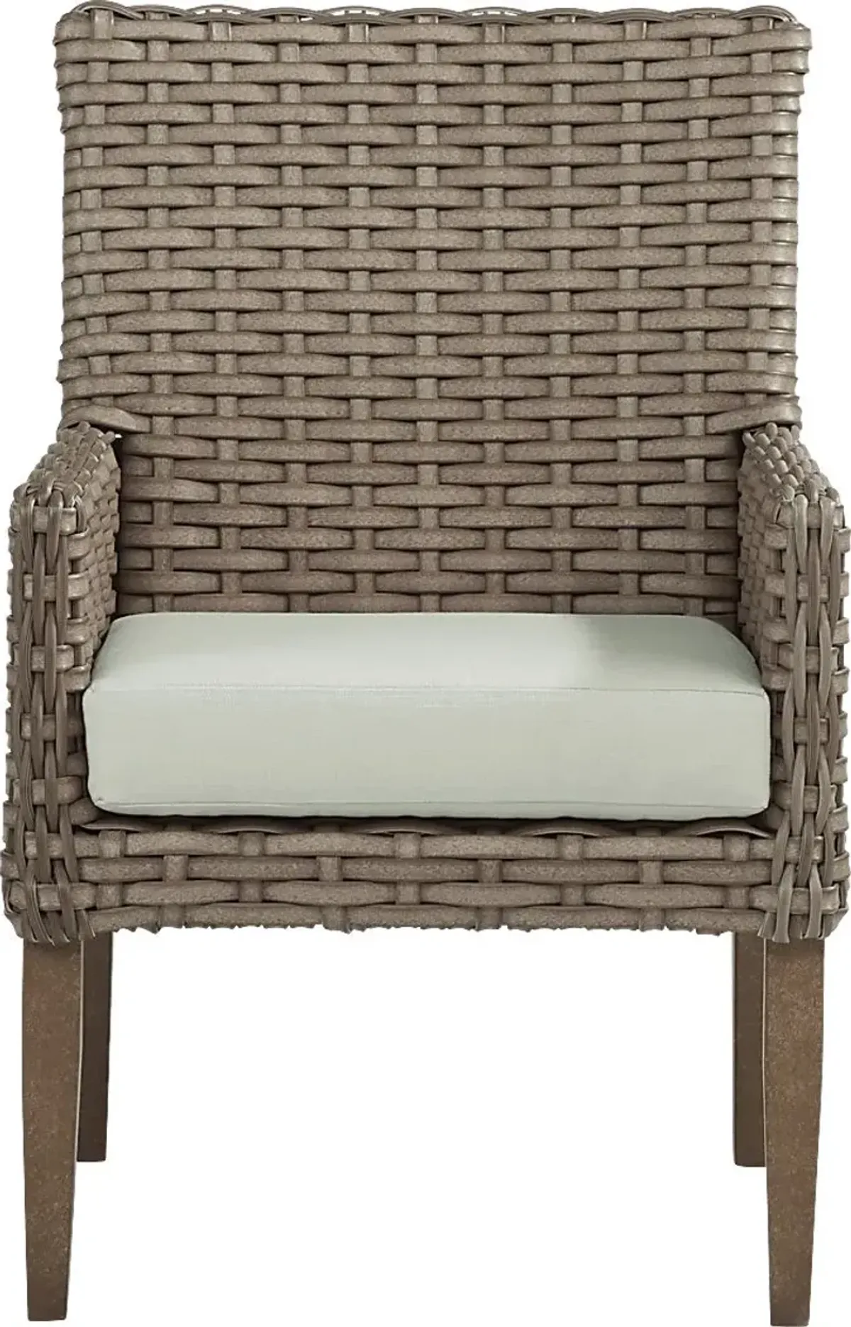 Siesta Key Driftwood Outdoor Arm Chair with Rollo Seafoam Cushion