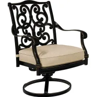 Lake Como Antique Bronze Outdoor Swivel Rocker Arm Chair with Malt Cushion