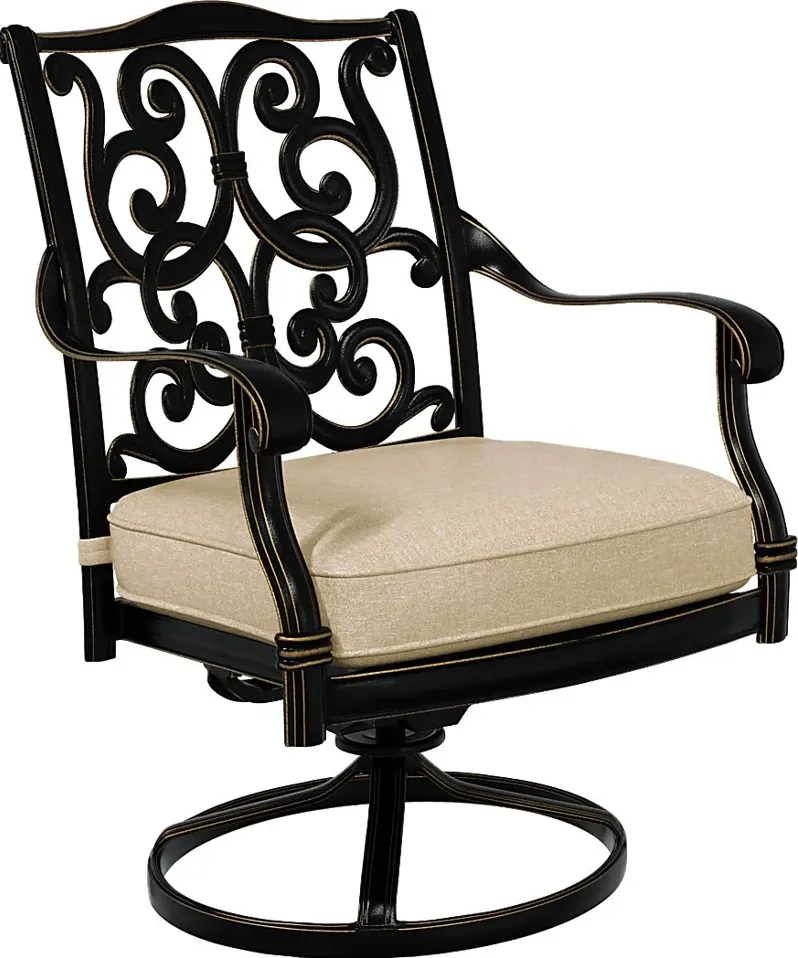 Lake Como Antique Bronze Outdoor Swivel Rocker Arm Chair with Malt Cushion