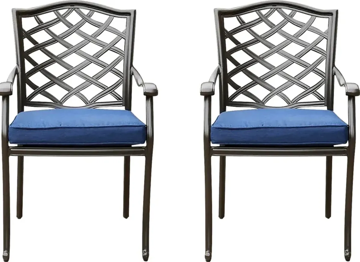 Outdoor Cyrielle I Blue Side Chair, Set of 2