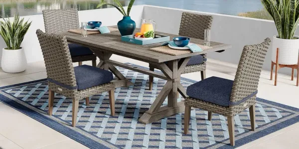 Siesta Key Gray 5 Pc Outdoor Dining Set with Ink Cushions